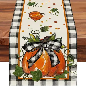 Thanksgiving Table Runner, Autumn Pumpkin Festival Decorative Tablecloth, Perfect for Holiday Dining, Festive Kitchen Accessory