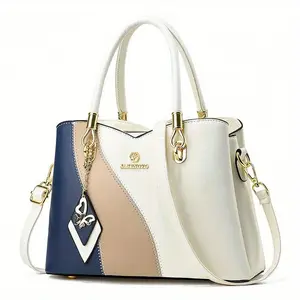 Stylish Color-matching Women's Totes, Women's Purses and Totes, Leather Top Handling Satchels, Large Capacity Zipper Shoulder Bags