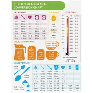 Kitchen Measurement Conversion Refrigerator Magnet, 1 Piece, Magnetic Food Cooking Measure Tool, Casual Style Kitchen Accessory