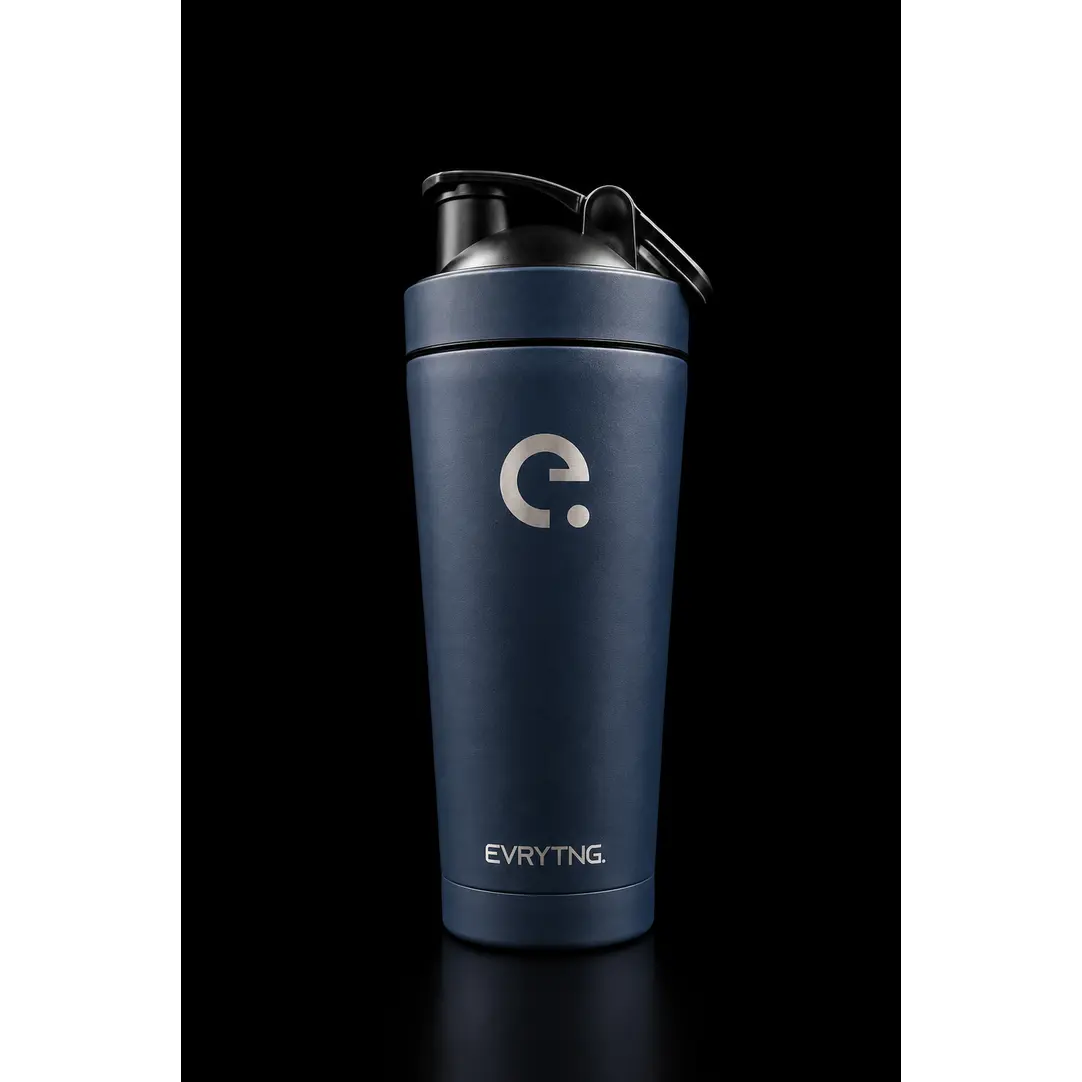 EVRYTNG Brotein — Blue Stainless Steel Insulated Shaker Bottle, Premium 25 oz Protein Shaker Cup with Stainless Steel Mixing Ball, Leakproof Vacuum Insulated Gym Water Bottle for Protein Powder, Pre-Workout & Fitness