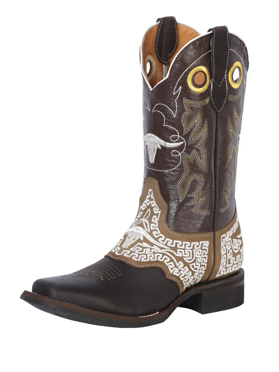 El General Men's Leather Western Cowboy Boot - Crazy Dark Brown 33309
