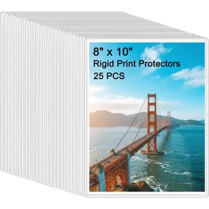 25PCS 8" x 10" Clear Rigid Card Sleeves Waterproof Hard Plastic Protectors for Postcards, Prints, Photos, Trading & Sports Cards Top Load Jumbo Sheet Holders