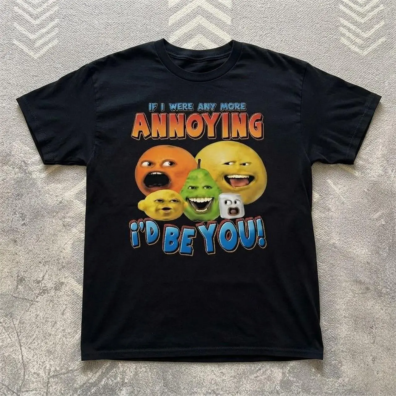 Gildan Reprint Annoying Orange Cast If I Were Any More Annoying Black Tee Unisex