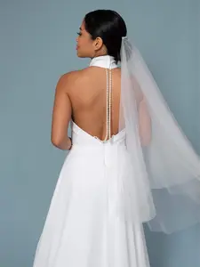 Pearl Double Layer Veil - Wedding Veil Bridal Veil Double Layer with Blusher Over Face Tulle Pearl Comb