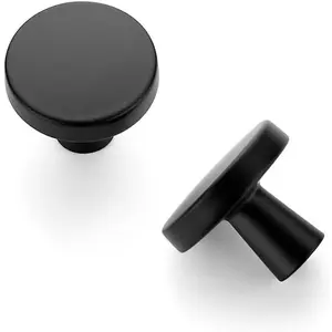 5 Pack Kitchen Cabinet Knobs Solid Drawer Knobs Dresser Knobs 1-1/4 Inch Drawer Pulls Matte Black Cabinet Hardware for Dresser Drawers Round Cabinet Door Knobs Simple Drawer Handles