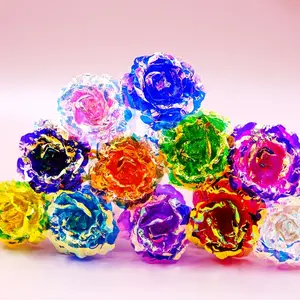 8PCS Galaxy Roses Iridescent Shimmering Rainbow Artificial Flowers Wedding Birthday Home Decor Valentine's Mother's Christmas Long Lasting Bouquet