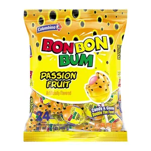 Bon Bon Bum Lollipops Tropical Passion Fruit Flavor, 24 Count (Pack of 1)