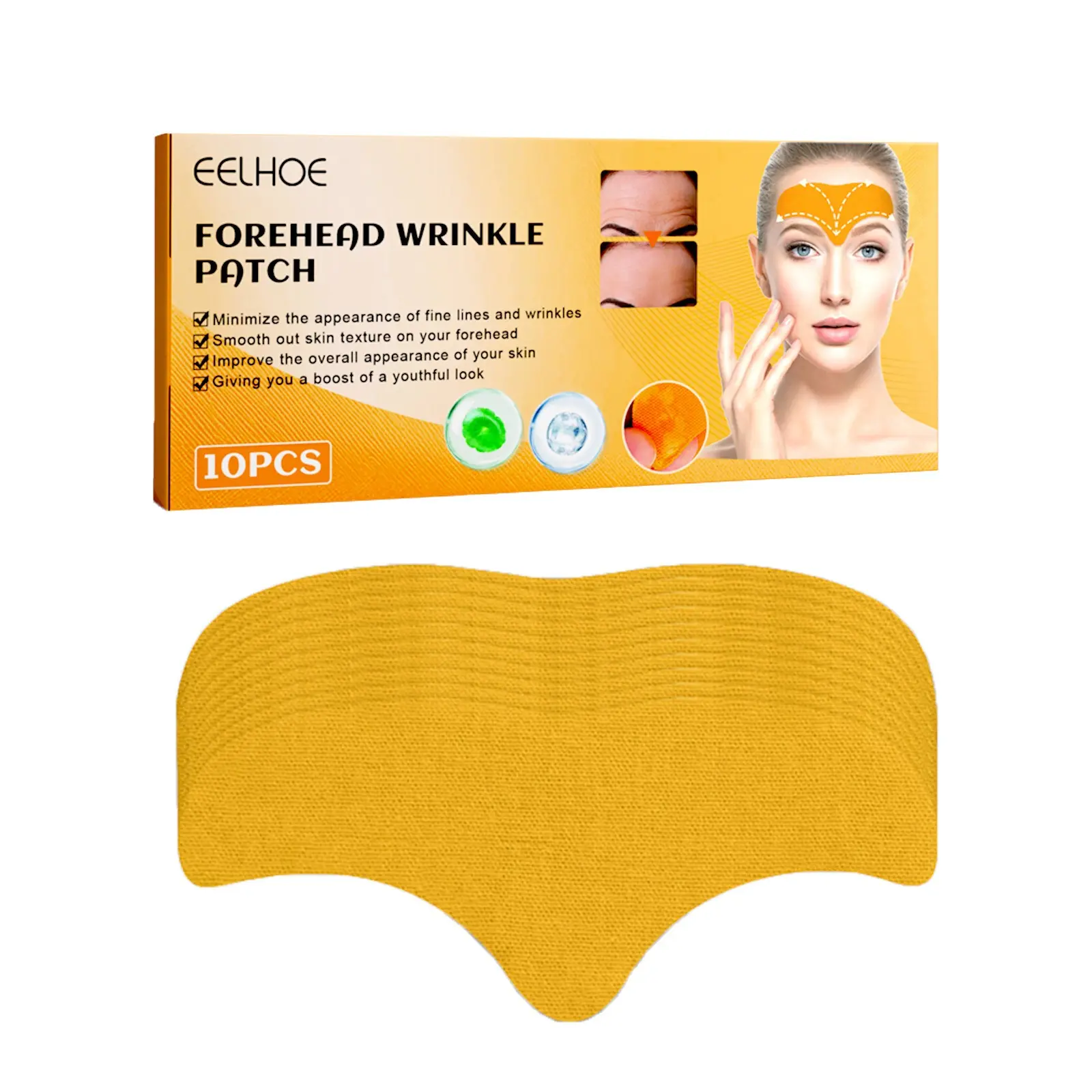 EELHOE Anti-Aging Collagen Gel Patch - 10pcs Forehead Line Removal Firming Mask for Frown Lines Moisturizing Hydrating Radiant Skin Care Stickers