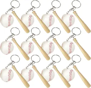 Wooden Bat with Baseball Keychain, for Kids Age 8+, Set of 12 – Perfect for Team Giveaways, Sports & Souvenir Favors, Victory Parties, Gifts for Athletes, Moms, Dads & Coaches