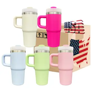 25Pack sold by case USA Warehouse 14oz Kids Baby Gold Plated Cute Macaron Color Tumblers with Handle for Laser Engraving Flask Bottle