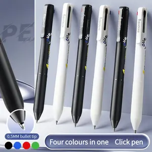 6 multicolour gel pens, four in one coloured pens, pure colour design, minimalist style, smooth writing, non bleeding, flowing ink, quick drying, DIY writing recording large capacity multicolour gel pens