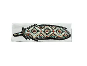 Brown Aztec Feather Embroidered Hat Patch