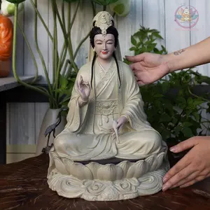 Large Guanyin Statue 15.7” | Kuan Yin Goddess of Mercy Figurine | Resin Sculpture for Altar, Zen Home, Meditation, Spiritual Gift