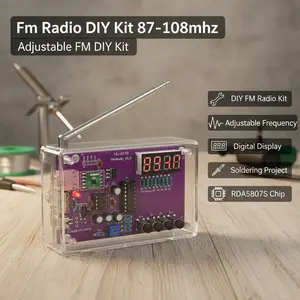 DIY FM Radio Electronic Kit Adjustable Frequency 87-108MHz Digital Display Soldering Project Practice Solder RDA5807S