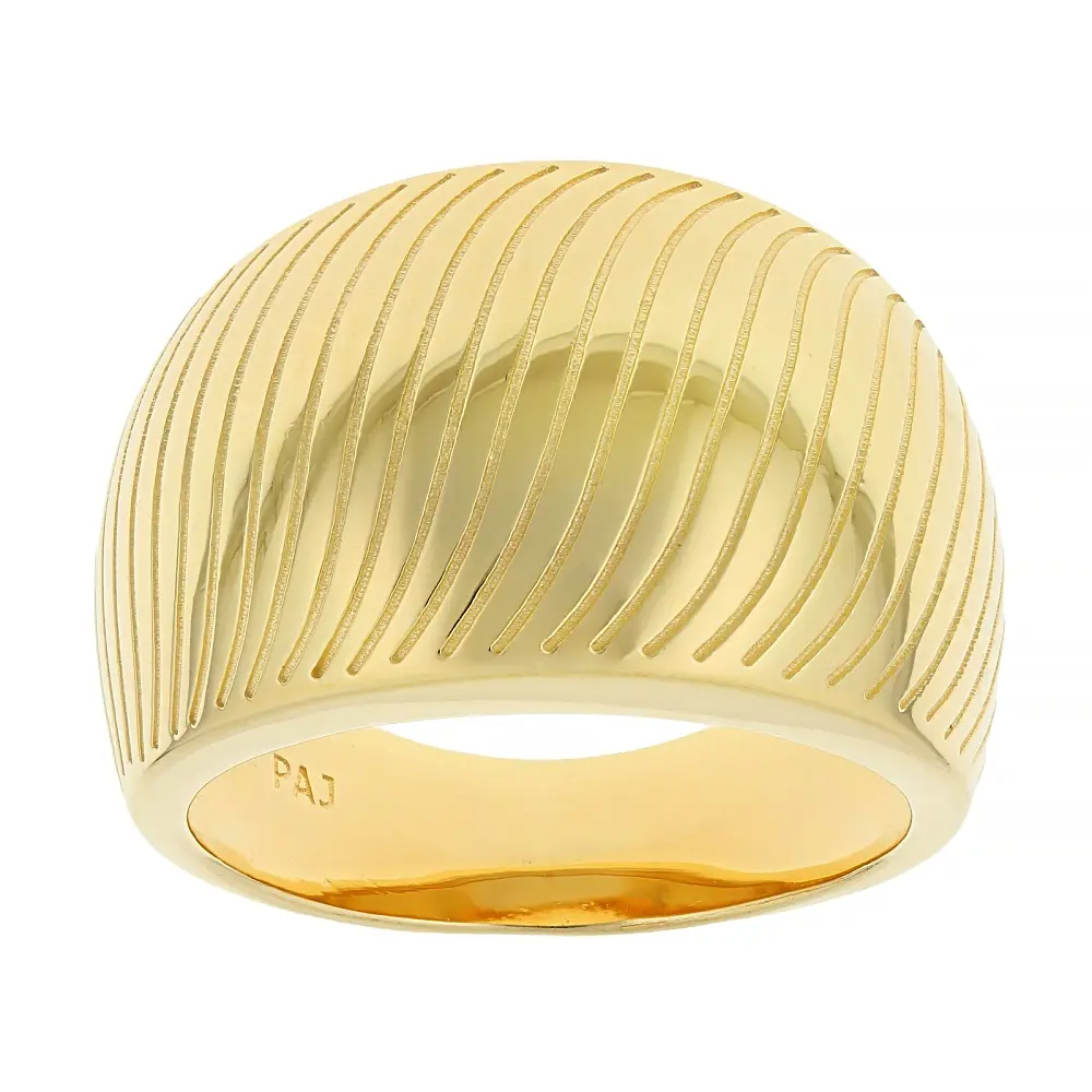 JTV 18k Yellow Gold Over Sterling Silver Textured Dome Ring