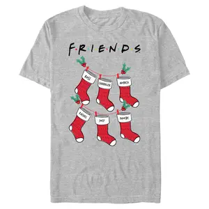 Mens Friends Mistletoe and Christmas Stockings T Shirt
