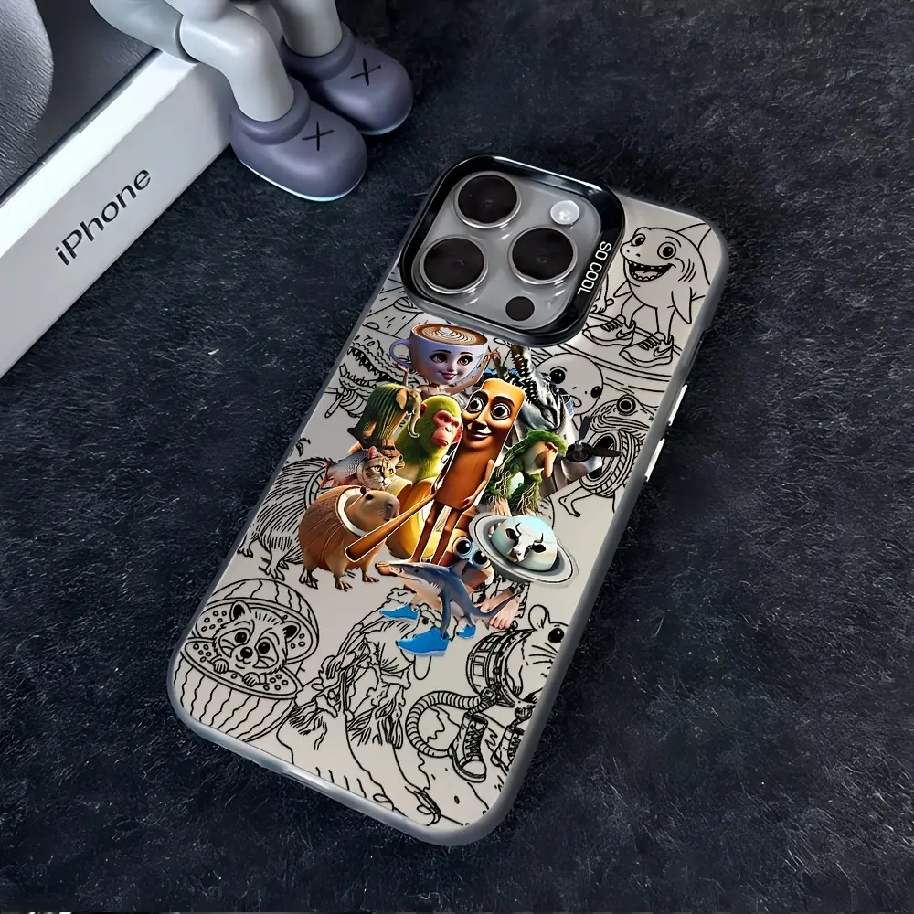 Cartoon Italiano Brainrot Animal High-Quality TPU Smartphone Case - Contemporary Art Vintage Graffiti Design, 360-Degree Heavy-Duty Shockproof Anti-Drop Frosted Back Cover, Personalized Colorful Casing for iOS iPhone 12-17 Pro Max Plus, Fashion Gift