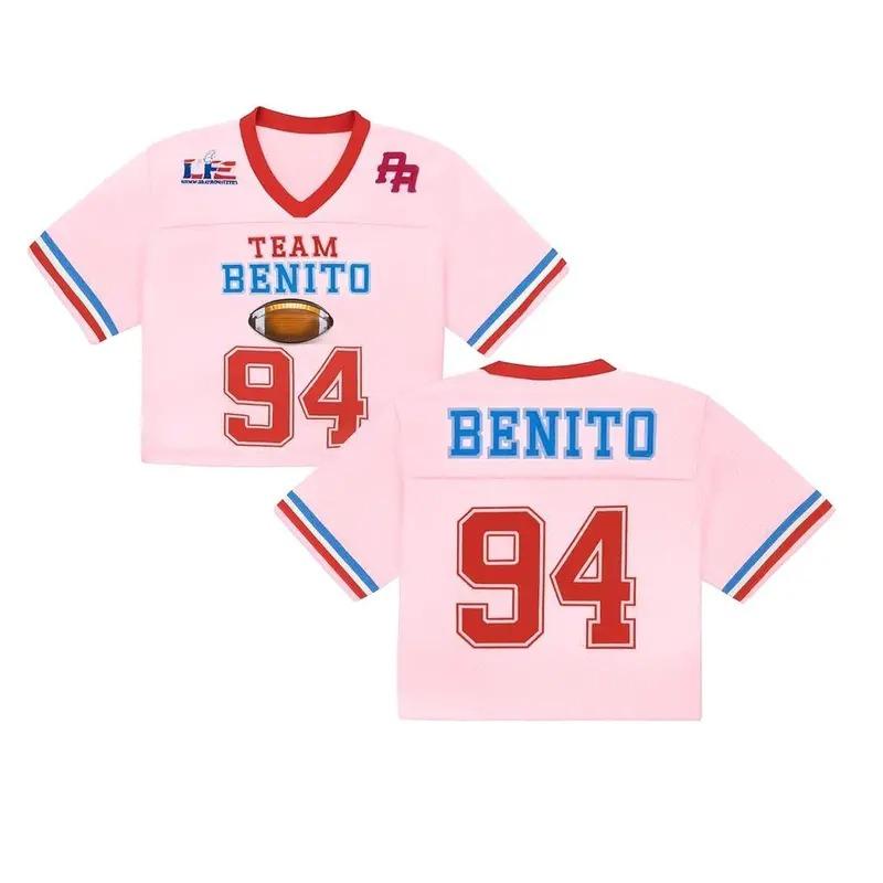 Ben Apparel Benito-Inspired SUPA POWL Football Cropped Jersey – Trendy Mesh Crop Top, Game Day Fan Outfit for Women