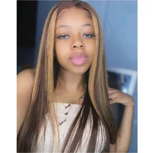 Blonde Ombre Glueless Lace Frontal Wig 200% Density 13x6 Transparent Lace Pre-Plucked Pre-Cut Human Hair Wig for Natural Look