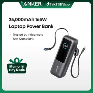 Anker Portable Laptop Power Bank with Built-In Cables, 25,000mAh High-Capacity Battery, Fast Charging for 4 Devices, Ideal for Office and Trips, Compatible with iPhone 17/16, MacBook, Galaxy, and More