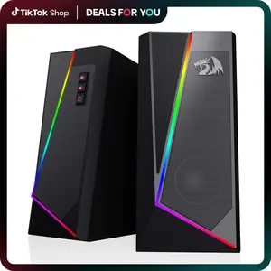 Redragon GS520 RGB Desktop Speakers, 2.0 Channel PC Computer Stereo Speaker with 6 Colorful LED Modes, Enhanced Sound and Easy-Access Volume Control, USB Powered w/ 3.5mm Cable