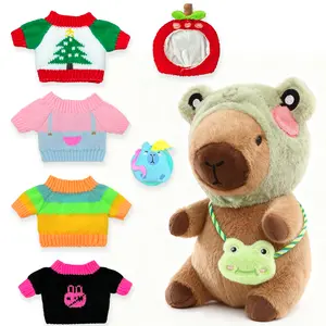 Capybara stuffed animal Plush Clothes & Accessories Set, 8 PCS Outfit Kit for 12 Inch Capybara Plush Toys, Cute Dress Up Clothes with Hats & Bags collectible soft durable fluffy doll