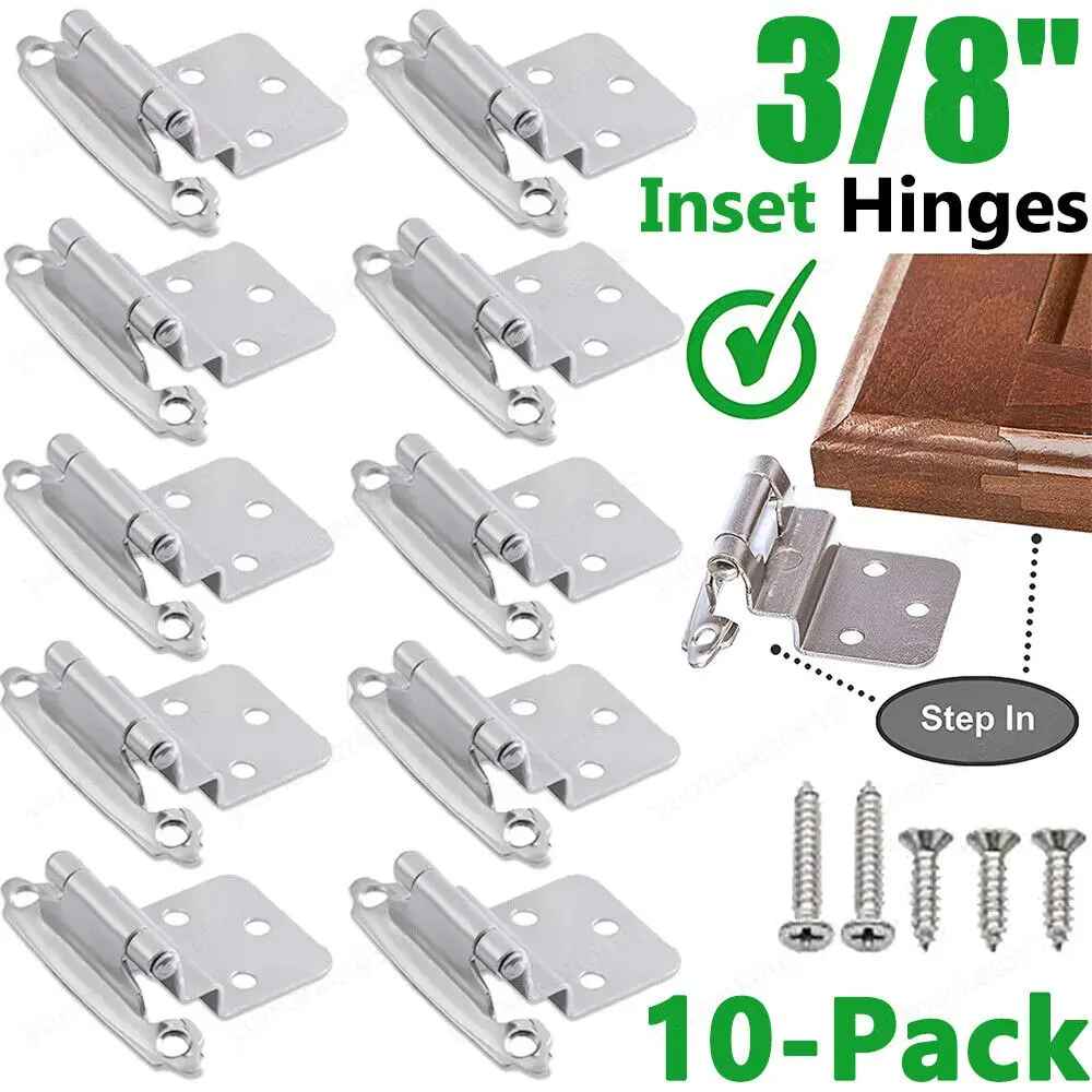 10-PACK Kitchen Door Cabinet Hinges Self Closing 3/8" Offset Inset Face Mount Self Close