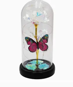 Valentines Day Gift Butterfly Metallic Artificial Galaxy Rose