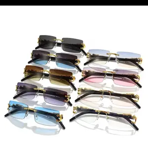 Unisex Rimless Fashion Sunglasses – Trendy Rectangular UV400 Shades