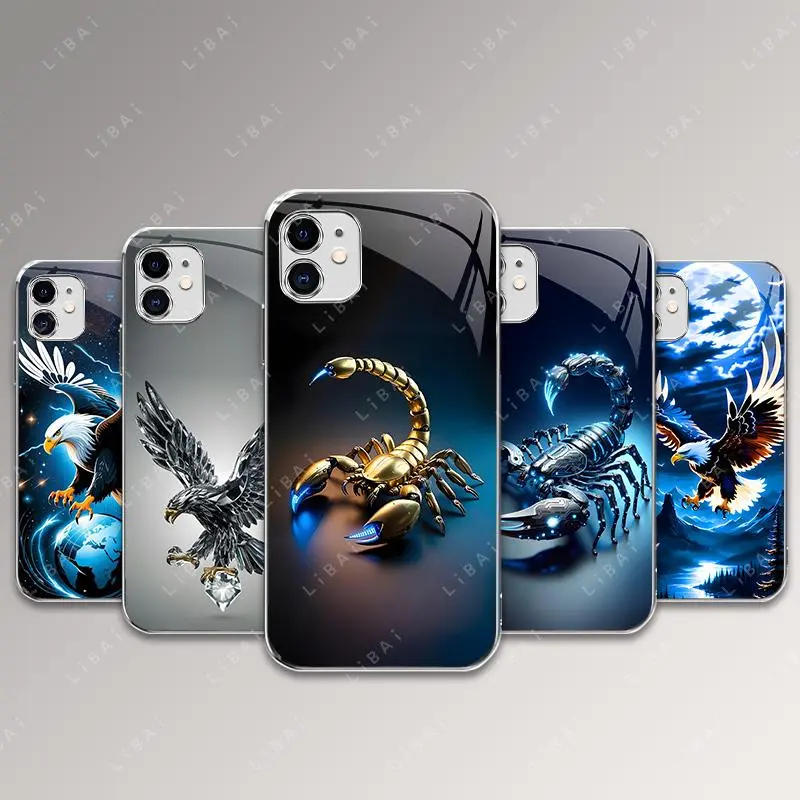 Suitable for [iPhone 11] Light luxury technology scorpion and crystal eagle glass electroplating mobile phone case, exquisite and gorgeous 995