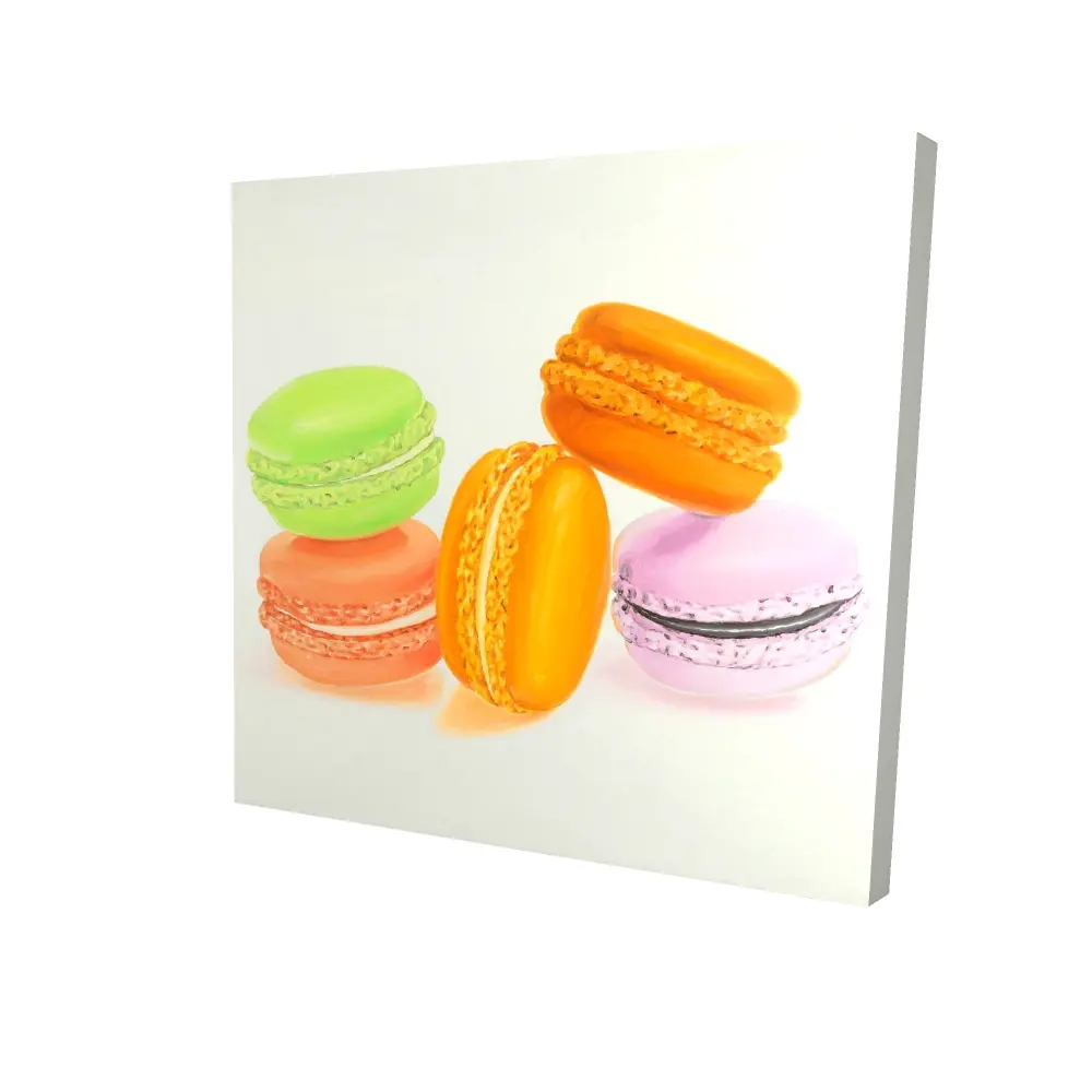 360 Stand 24x24 in. Colorful Hyperrealism Photo Art Print - Small Bites Macaroon Detail, Artistic Gourmet Home Decor, Rotatable Display Stand, Decoration, Wall, Artwork, Room, Food Art Graphic Prints
