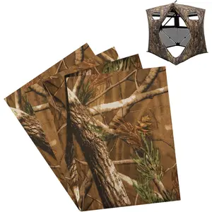 4 Pcs Hunting Blind Repair Fabric, 900D Waterproof Adhesive Cloth, 8x11 Inch Forest Leaf Camo Patch Kit for Hunting Blind Temporary Repair, Also Fits Bag & Clothing, Easy to Cut2026
