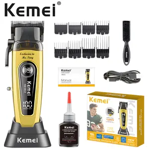 Professional Hair Clipper Set Kemei Km-90-4 + Km-90-5, Dual Motor 11500rpm/7500rpm, Smooth Trimming, Barber Tool, Rechargeable Hair Clipper
