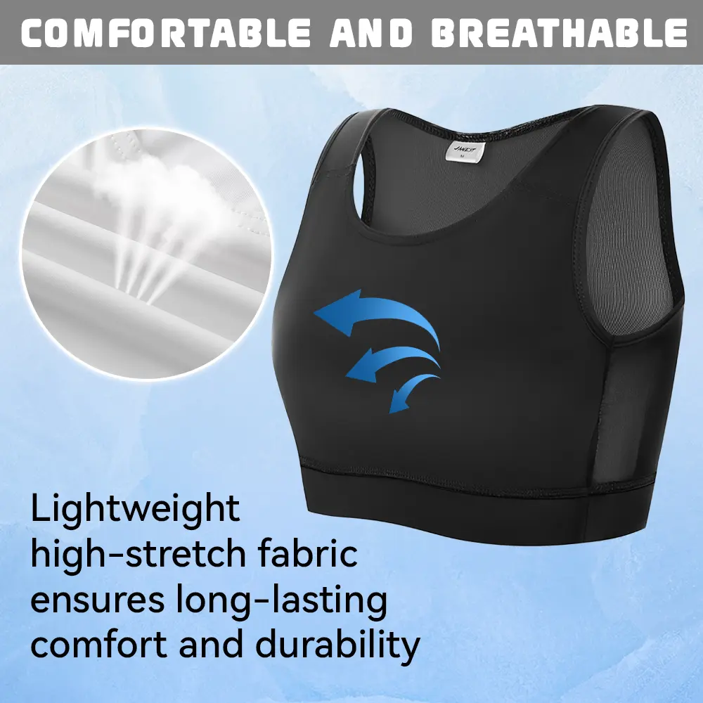 Women's Chest Binder Tomboy Sports Bra, Pullover Stretch Top with Ice Silk, Breathable Lightweight Compression Activewear, Athletic Fitted
