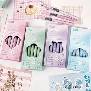 Dopamine Gradient 6-Pack Rollerball Pens, Aesthetic Pens, Smooth Writing 0.5mm Tip, Essential Student Exam Supplies, High-Quality Stationery Set