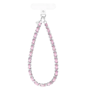 Velvet Caviar Pink Leather Chain Phone Charm - Premium Handmade Accessory for iPhone & Android, Unique Style, Durable, Perfect Gift for Any Occasion