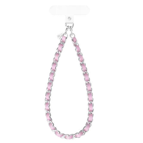 Velvet Caviar Pink Leather Cell Phone Chain Charm - Premium Handmade Velvet Chain Charm, Safety Feature, Loop Attachment, Cute Durable Accessory for Holidays, Birthdays, Any Occasion (Fits iPhones, Smartphones)