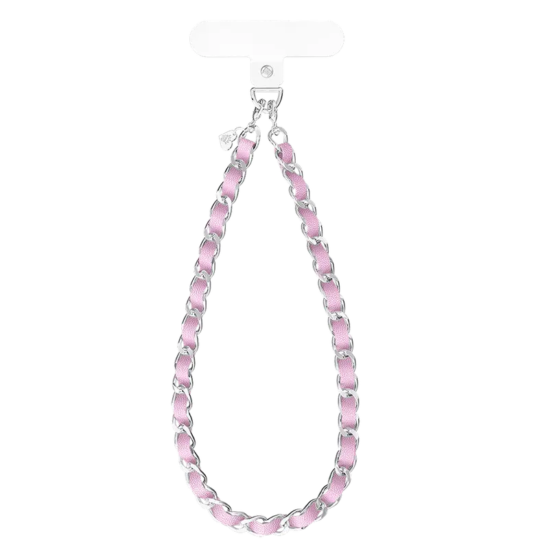 Velvet Caviar Pink Leather Cell Phone Chain Charm - Premium Handmade Velvet Chain Charm, Safety Feature, Loop Attachment, Cute Durable Accessory for Holidays, Birthdays, Any Occasion (Fits iPhones, Smartphones)