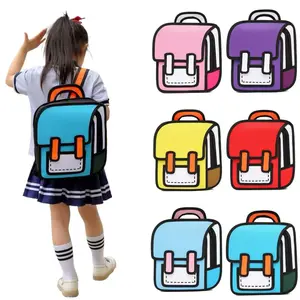 3D Pop-Up Cartoon Backpack for Kids: Multi-Compartment School Bag with Padded Laptop Sleeve - Lightweight, Water-Resistant for School, College, Travel & Daily Use