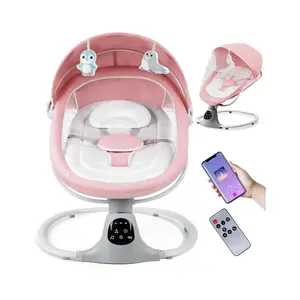 Electric Baby Swing  Infants to Toddler, Portable Swing Baby Rocker with 5 Point Harness, 5 Sway Speed, Bluetooth,12 Preset Lullabies with Remote Control, Infant Swing  Baby Boys & Girls, Pink
