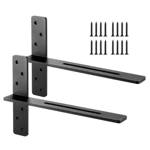 VEVOR T Shelf Brackets 2 Pcs, 200 lbs/90 kg Weight Capacity, 18x2.89x12 in/ 457.2x73.5x304.8 mm, Solid Steel Heavy Duty Brackets for Shelves, Countertop Support Floating Bracket Hardware with Screws