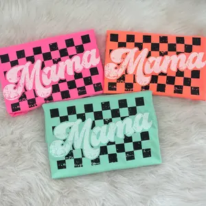 Neon Checkered Mama Tees