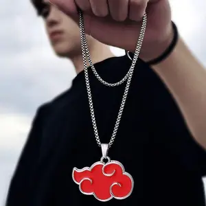 Naruto Akatsuki Red Cloud Necklace Anime Cosplay Pendant Chain Anime Naruto Akatsuki Cloud Necklace Cool Streetwear Jewelry Gift Vintage Naruto Akatsuki Red Cloud Necklace Hip Hop Jewelry Akatsuki Cloud Necklace Naruto Anime Inspired Fashion Chain men
