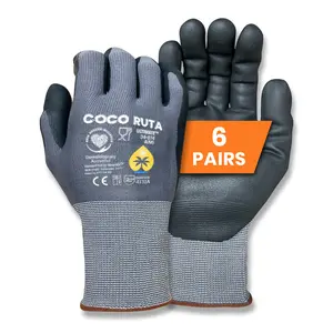 12 Pairs COCO RUTA Gloves 34-874 Safety Gloves | Guantes Para Trabajo - Maxi Flex Gloves For Men Nitrile Micro Foam Grip Palm Comfortable Fit Construction Gear