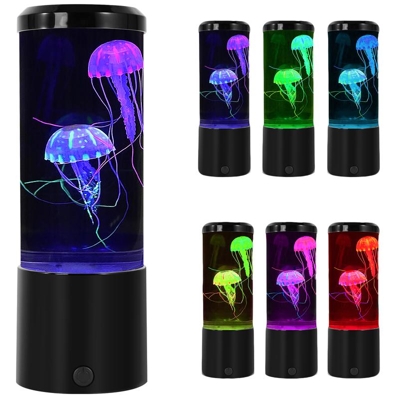 Portable Jellyfish Lamp Multipurpose 7 Color Changing LED Ambient Light with Remote Control & USB Cable for Home Office Bedroom Decor Ideal Gift