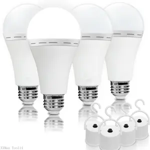 4 Pack Rechargeable Emergency Light Bulbs A19, Camping Lamp Battery Powered LED Light Bulb 6000K Daylight E26 E27 120 Volt 12W 60W Equivalent with 1200mAh for Home Power Outage Camping HurricaneAAGlowHub30XXMax Tool14