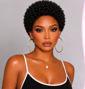 Glueless Wear and Go Wig for Black Women | Brazilian Human Hair Kinky Short Curly Wig | Natural Hairline | Daily Wear