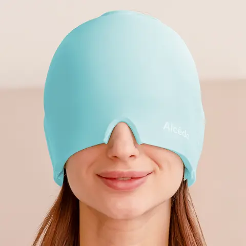 Alcedo Migraine Relief Cap, Hot & Cold Headache Hat Gel Ice Pack Mask, Face Compress Heating Cooling Head Wrap for Stress, Sinus, Puffy Eyes & Hangover