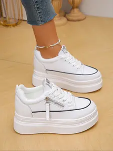 Women's Wedge Heel Thick Sole Sport Shoes, Spring & Fall Casual Sneakers, Comfortable Walking Shoes for Daily Wear