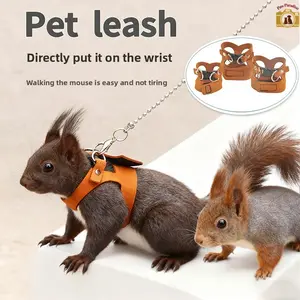 3 Ultra-Fine Squirrel Chest Harnesses + 1 Leash, Walking Harness, Anti-Bite Tail Gopher Harness Set, Separated Vest Design, Small Pet Supplies